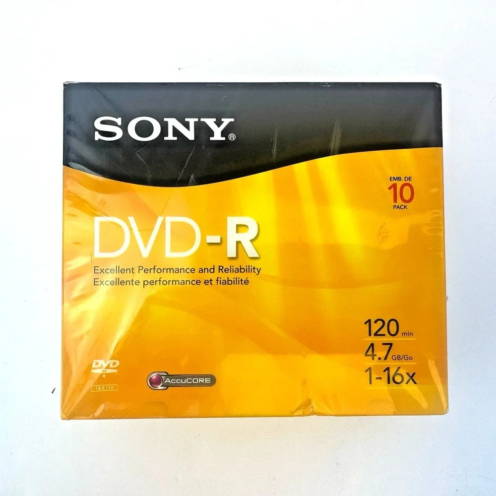 Sony DVD-R 10 Pack Recordable Blank‎ Discs 4.7 GB 120 Min 1-16x NEW
